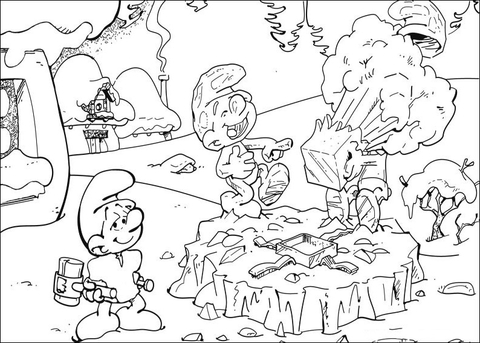 Smurf Is Laughing Because Of His Friend  Coloring Page